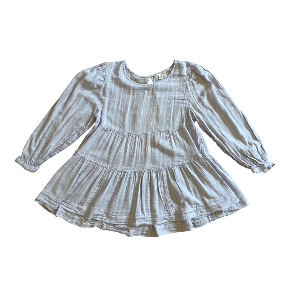 American Eagle Lavender Tiered Babydoll Tunic Top Long Sleeve Open Back Medium